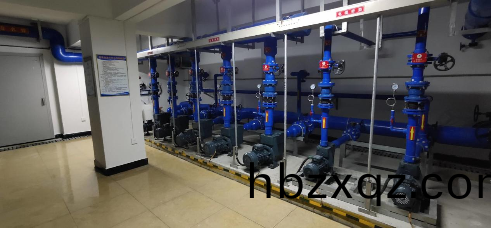 泳池(chi)設備機房中運行的水泵